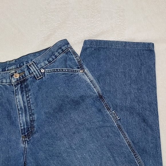 Vintage lee riveted mid wash high rise wide leg loose fit cargo jeans denim 10 - Picture 6 of 13